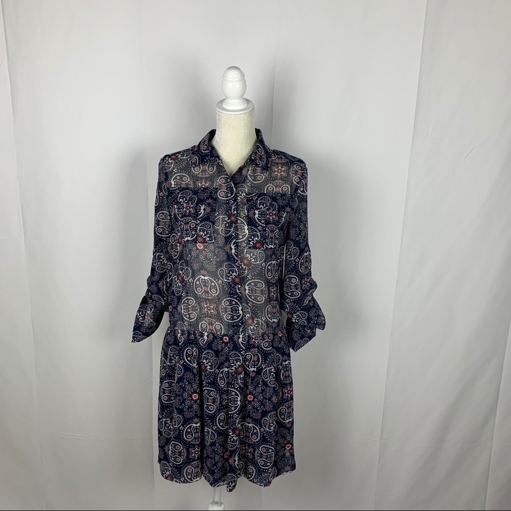 QMack Paisley Print Sheer Dress Women Size Small